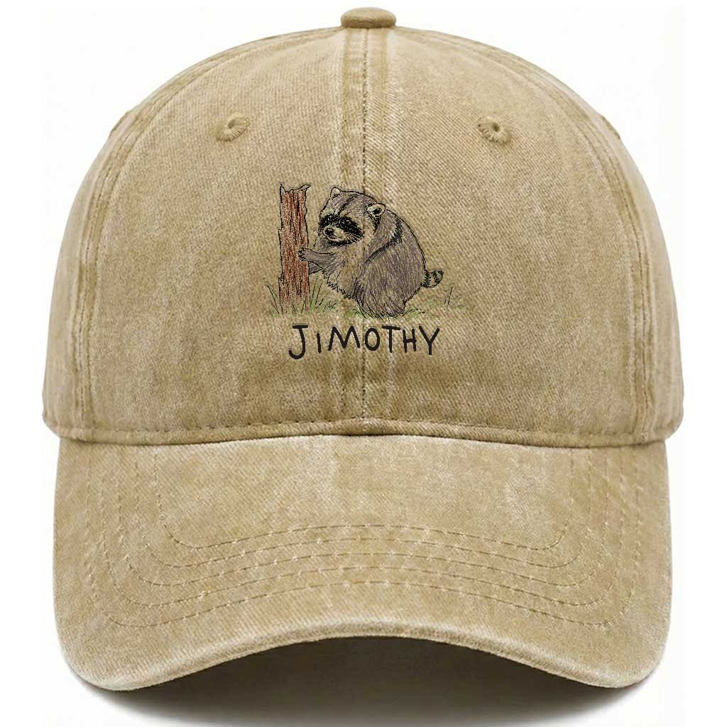 Jimothy Funny Viral Seattle Raccoon Crayon Drawing Graphic Washed Cotton Baseball Cap Trash Panda Feral Legend Supporter TS02 Print Your Wear
