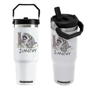 Jimothy Funny Viral Seattle Raccoon Crayon Drawing Graphic Flip Straw Tumbler Trash Panda Feral Legend Supporter