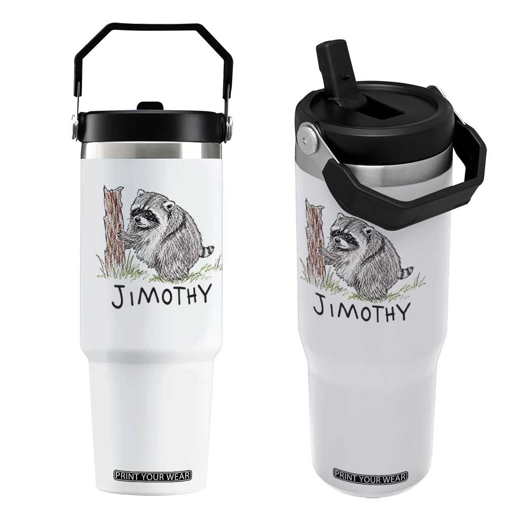 Jimothy Funny Viral Seattle Raccoon Crayon Drawing Graphic Flip Straw Tumbler Trash Panda Feral Legend Supporter TS02 One Size: 30 oz White Print Your Wear