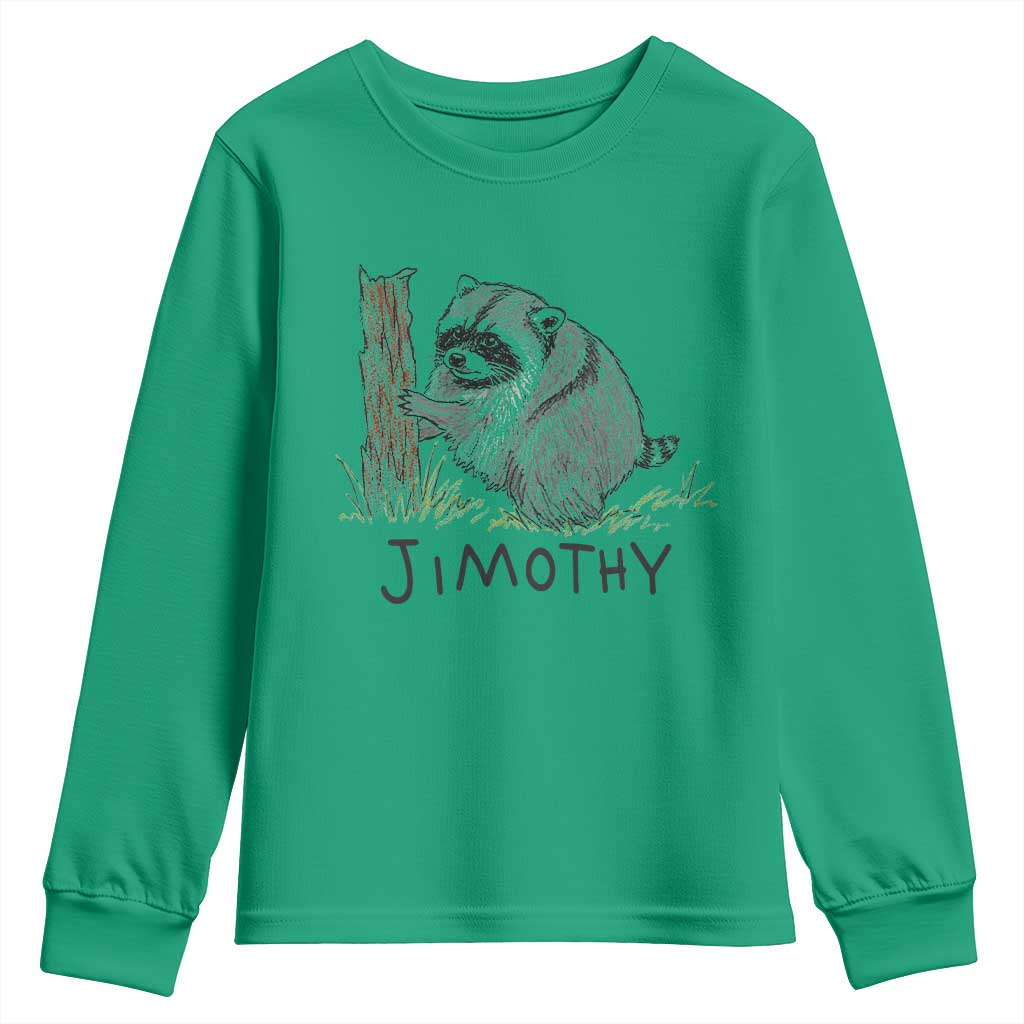 Jimothy Funny Viral Seattle Raccoon Crayon Drawing Graphic Youth Sweatshirt Trash Panda Feral Legend Supporter