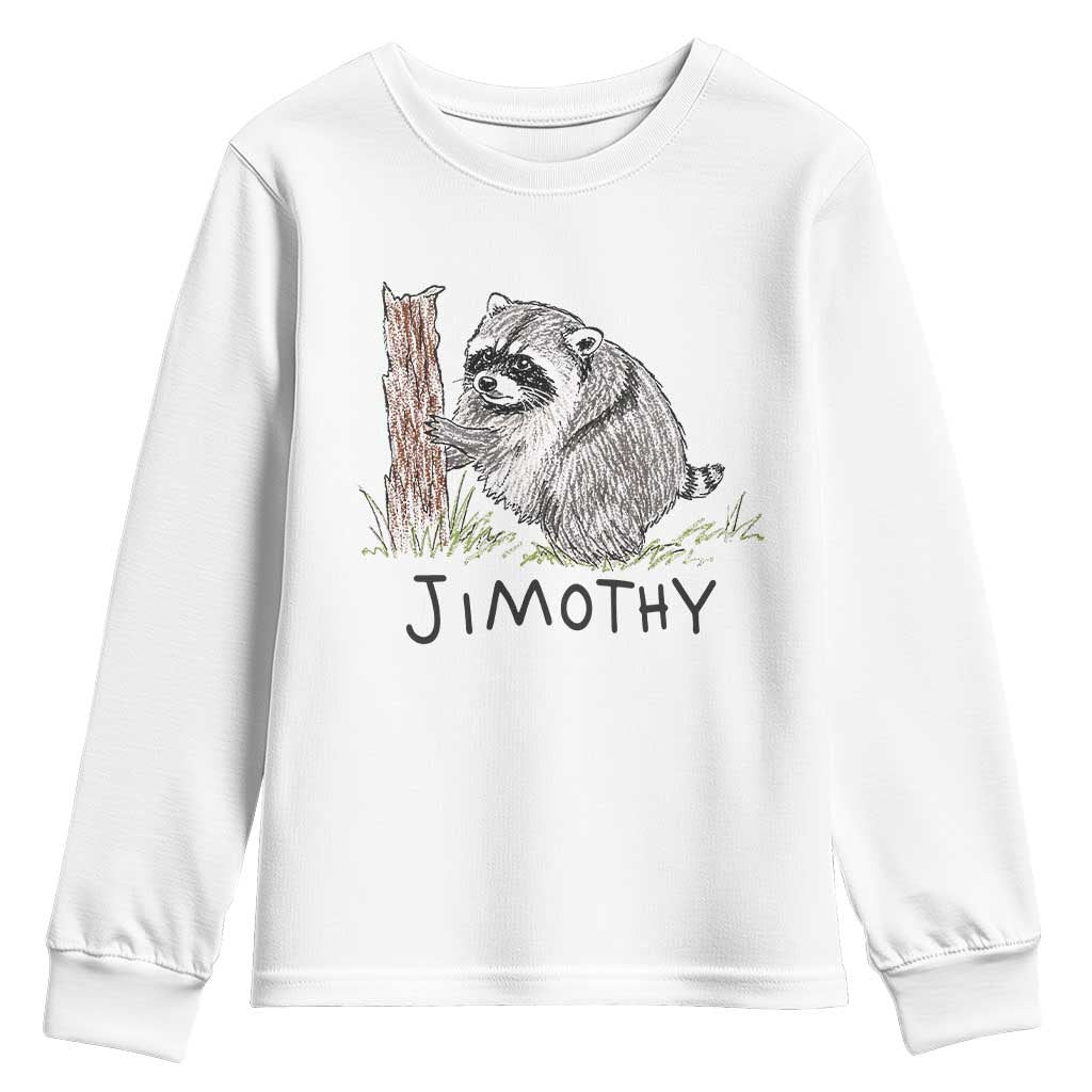 Jimothy Funny Viral Seattle Raccoon Crayon Drawing Graphic Youth Sweatshirt Trash Panda Feral Legend Supporter TS02 White Print Your Wear