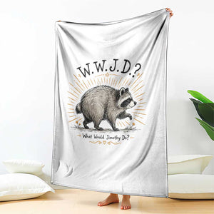 What Would Jimothy Do WWJD Funny Parody Throw Blanket Viral Seattle Raccoon Meme Feral Legend Humor