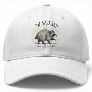 What Would Jimothy Do WWJD Funny Parody Baseball Cap Viral Seattle Raccoon Meme Feral Legend Humor