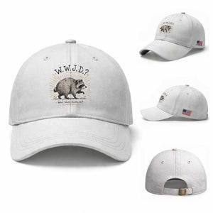 What Would Jimothy Do WWJD Funny Parody Baseball Cap Viral Seattle Raccoon Meme Feral Legend Humor