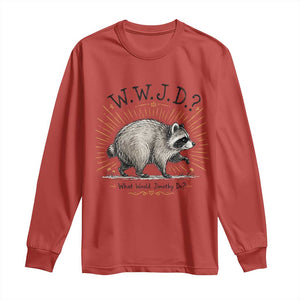What Would Jimothy Do WWJD Funny Parody Long Sleeve Shirt Viral Seattle Raccoon Meme Feral Legend Humor