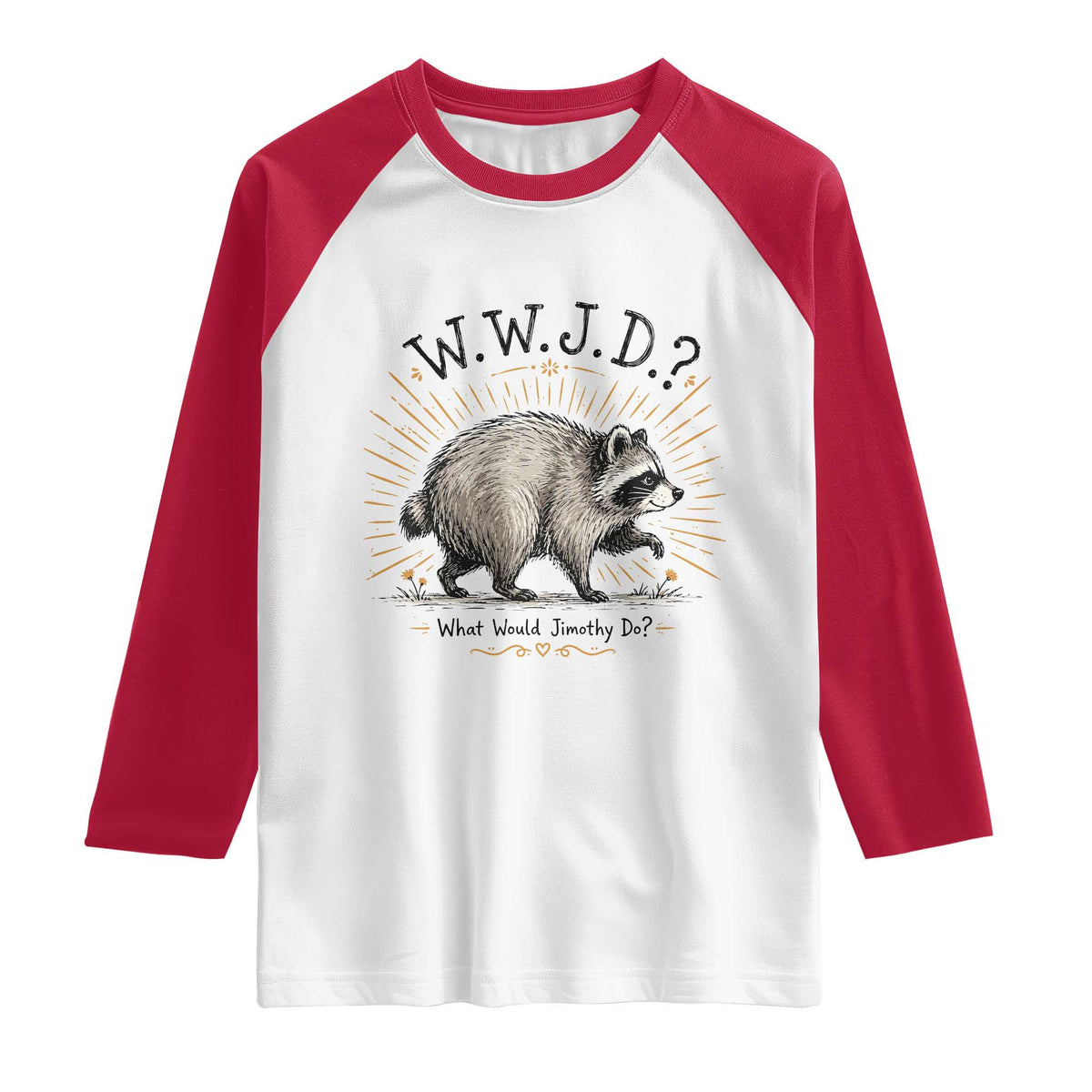 What Would Jimothy Do WWJD Funny Parody Raglan Shirt Viral Seattle Raccoon Meme Feral Legend Humor