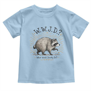 What Would Jimothy Do WWJD Funny Parody Toddler T Shirt Viral Seattle Raccoon Meme Feral Legend Humor