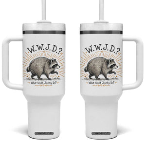 What Would Jimothy Do WWJD Funny Parody Tumbler With Handle Viral Seattle Raccoon Meme Feral Legend Humor