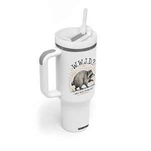 What Would Jimothy Do WWJD Funny Parody Tumbler With Handle Viral Seattle Raccoon Meme Feral Legend Humor