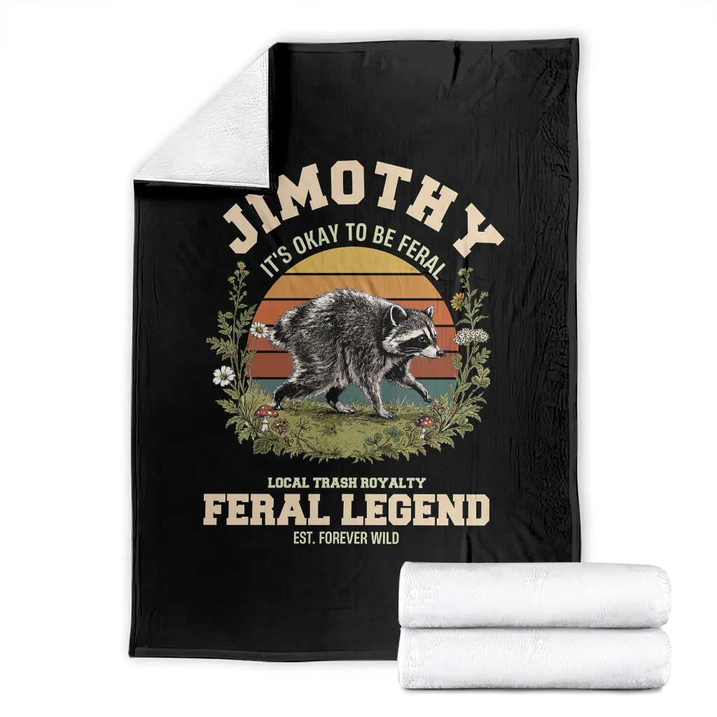 Jimothy Its Okay To Be Feral Seattle Raccoon Cottagecore Throw Blanket Local Trash Royalty Wildlife Legend Meme TS02 Black Print Your Wear