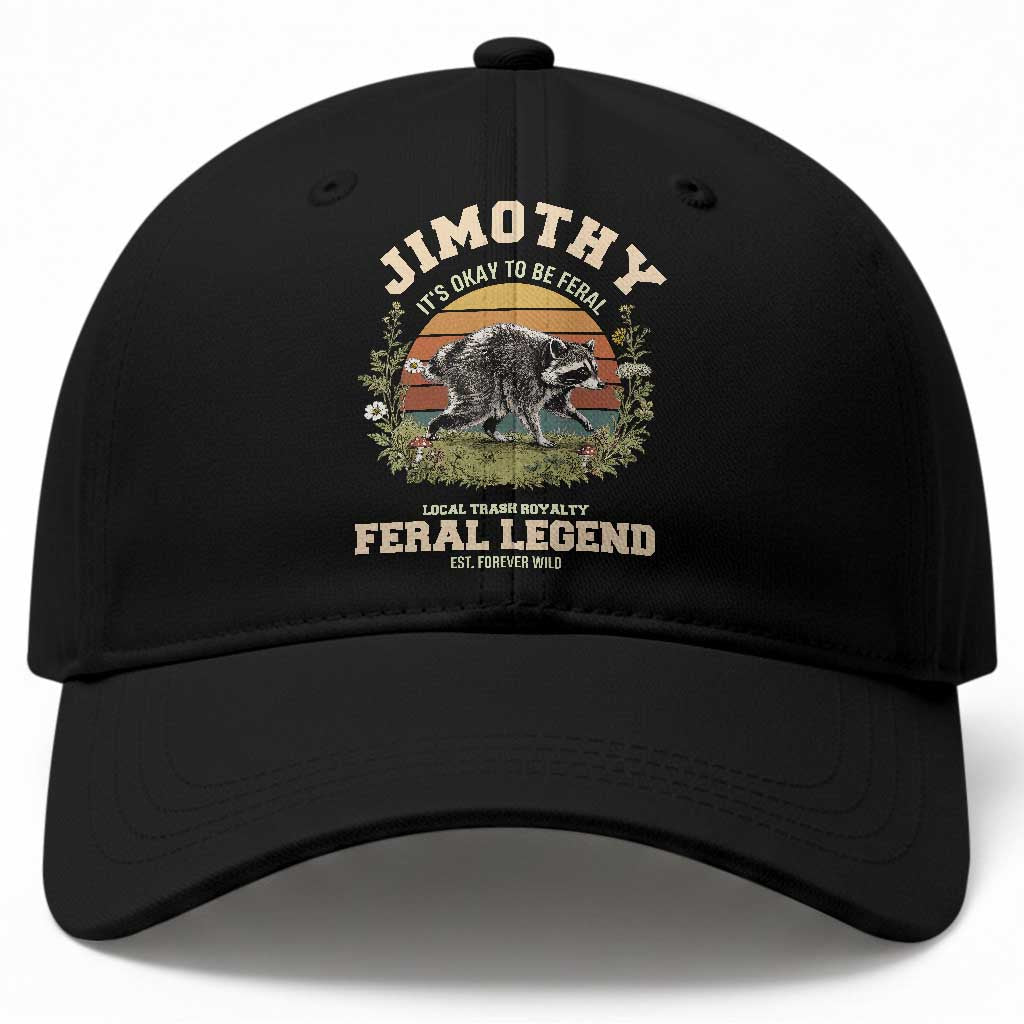Jimothy Its Okay To Be Feral Seattle Raccoon Cottagecore Baseball Cap Local Trash Royalty Wildlife Legend Meme TS02 Print Your Wear