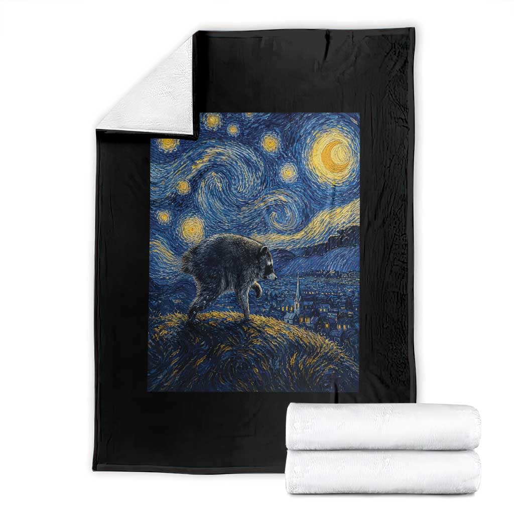 Jimothy Seattle Raccoon Starry Night Parody Graphic Throw Blanket Trash Panda Feral Legend Supporter TS02 Black Print Your Wear