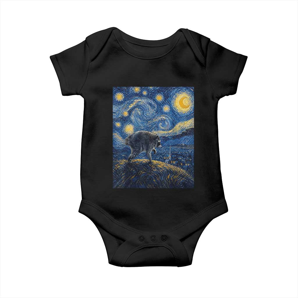 Jimothy Seattle Raccoon Starry Night Parody Graphic Baby Onesie Trash Panda Feral Legend Supporter TS02 Black Print Your Wear