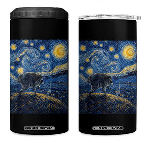 Jimothy Seattle Raccoon Starry Night Parody Graphic 4 in 1 Can Cooler Tumbler Trash Panda Feral Legend Supporter