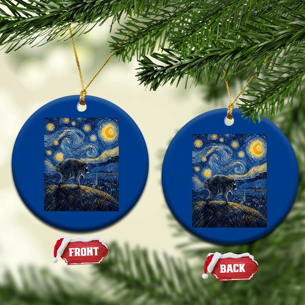 Jimothy Seattle Raccoon Starry Night Parody Graphic Ceramic Ornament Trash Panda Feral Legend Supporter