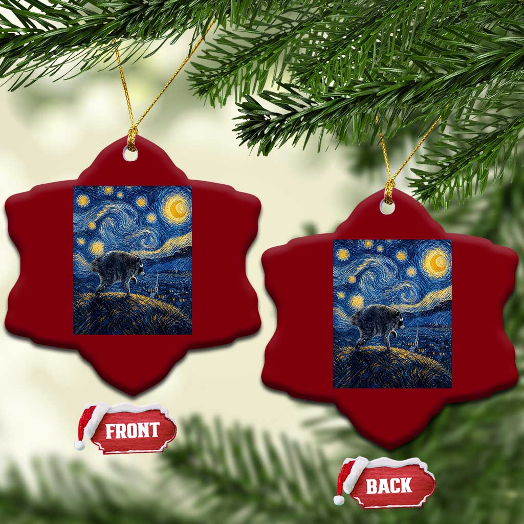 Jimothy Seattle Raccoon Starry Night Parody Graphic Ceramic Ornament Trash Panda Feral Legend Supporter