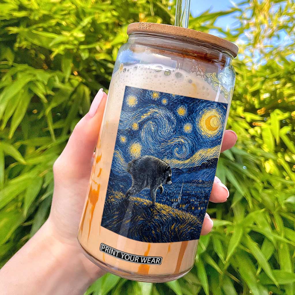 Jimothy Seattle Raccoon Starry Night Parody Graphic Glass Can Trash Panda Feral Legend Supporter TS02 Black Print Your Wear