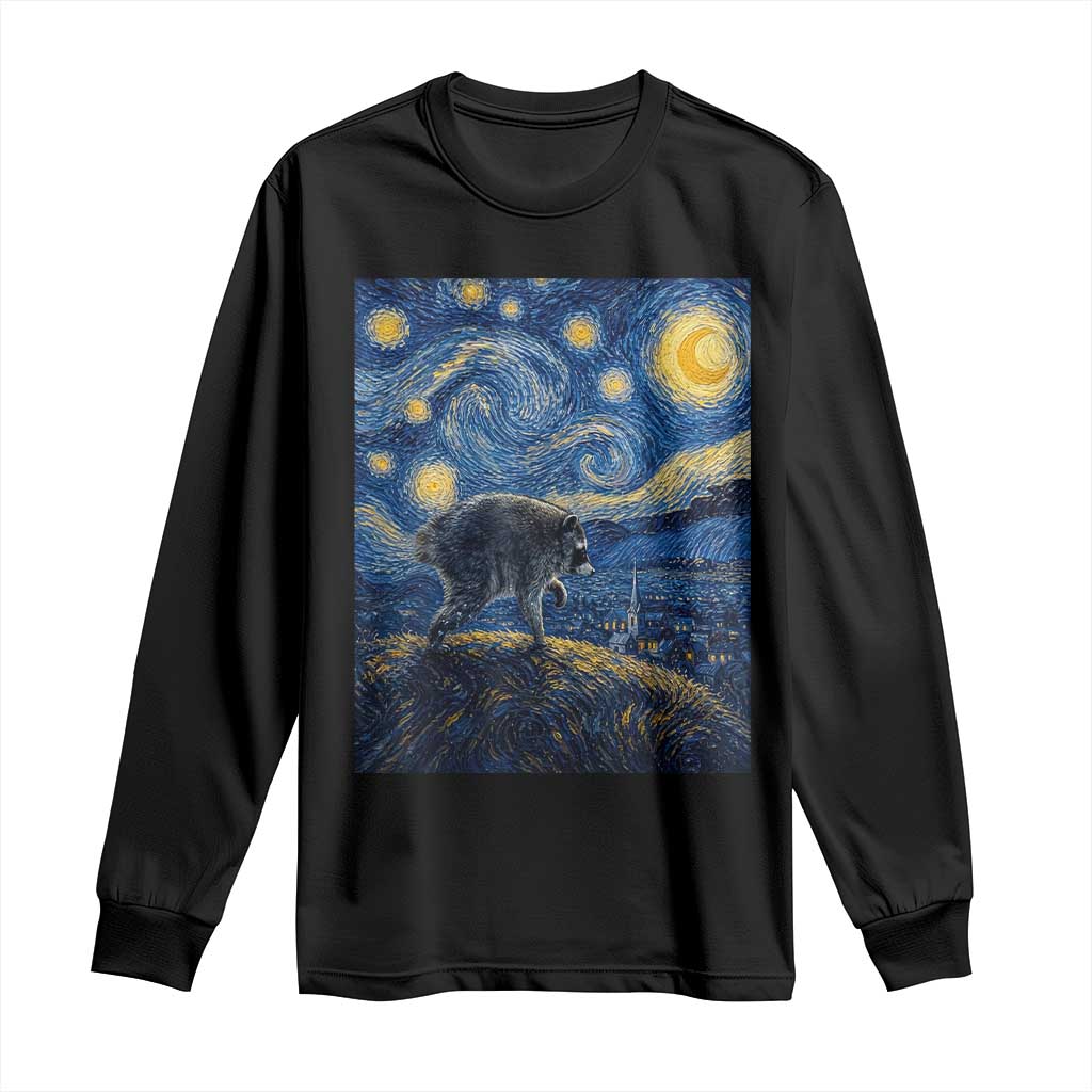 Jimothy Seattle Raccoon Starry Night Parody Graphic Long Sleeve Shirt Trash Panda Feral Legend Supporter TS02 Black Print Your Wear