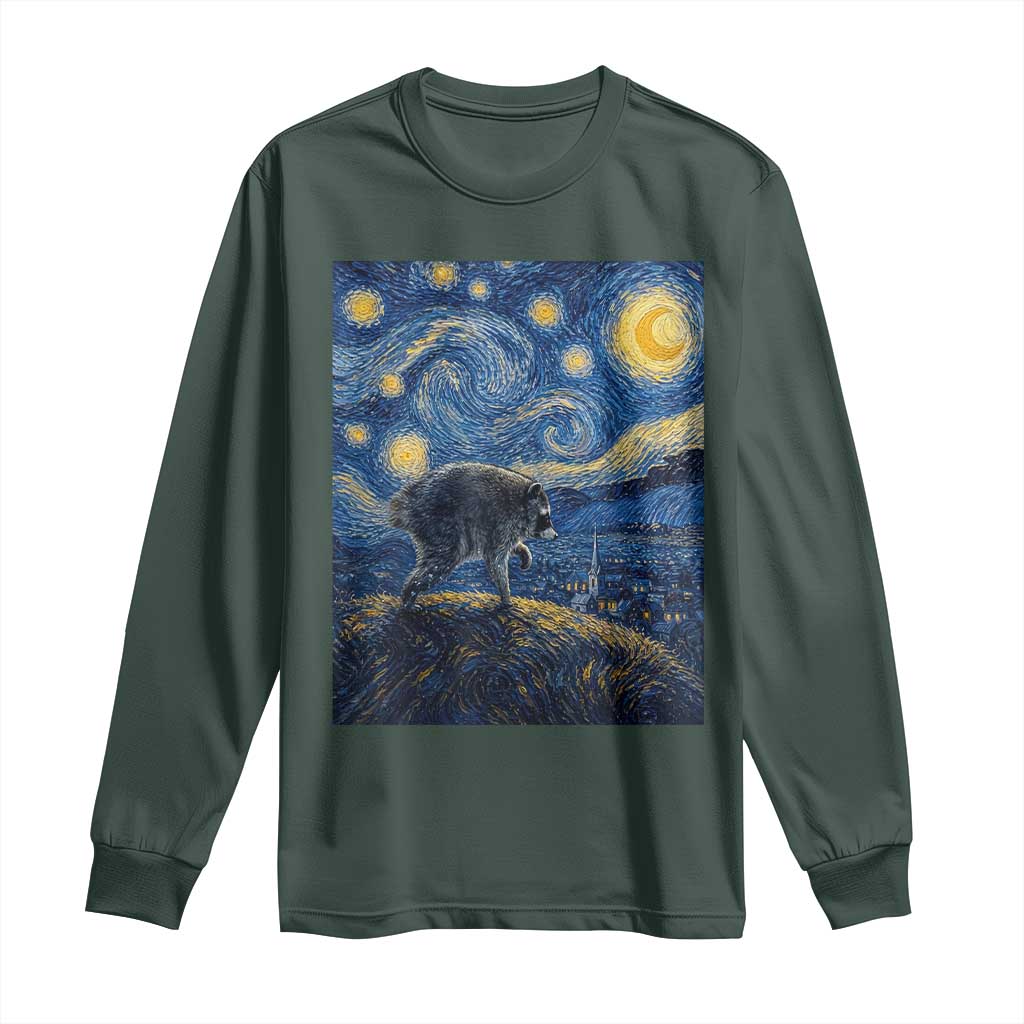 Jimothy Seattle Raccoon Starry Night Parody Graphic Long Sleeve Shirt Trash Panda Feral Legend Supporter