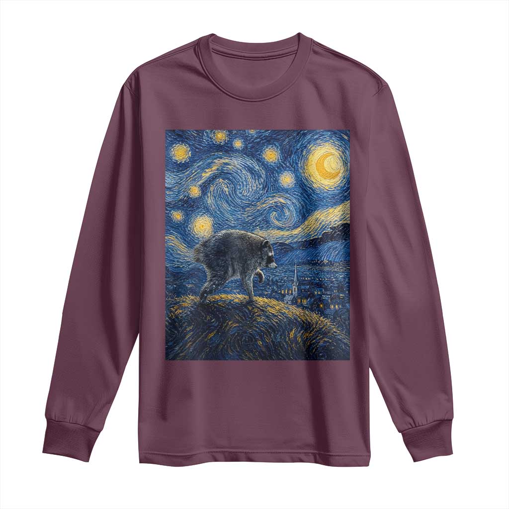 Jimothy Seattle Raccoon Starry Night Parody Graphic Long Sleeve Shirt Trash Panda Feral Legend Supporter