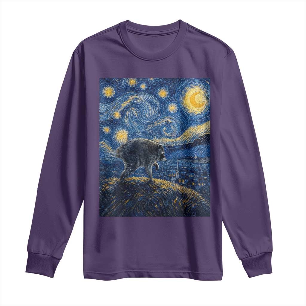 Jimothy Seattle Raccoon Starry Night Parody Graphic Long Sleeve Shirt Trash Panda Feral Legend Supporter