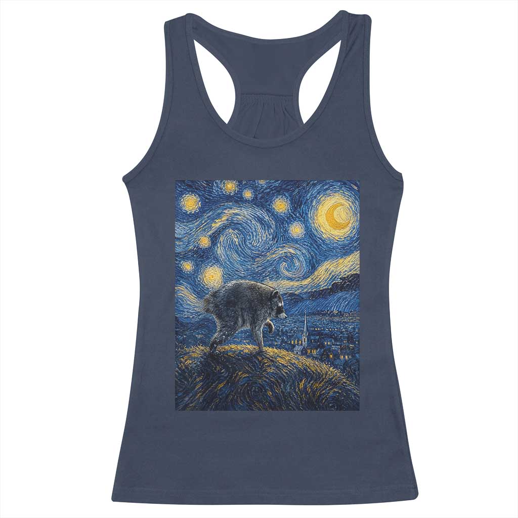 Jimothy Seattle Raccoon Starry Night Parody Graphic Racerback Tank Top Trash Panda Feral Legend Supporter