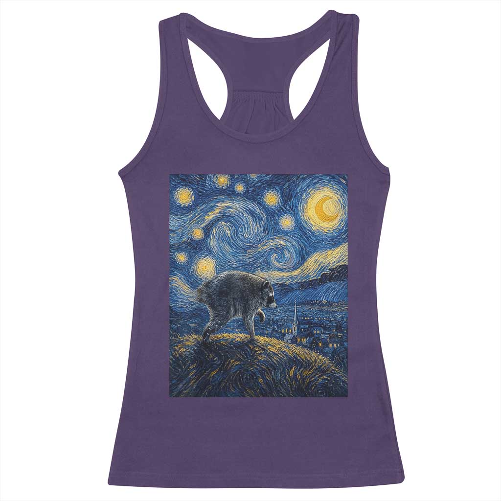 Jimothy Seattle Raccoon Starry Night Parody Graphic Racerback Tank Top Trash Panda Feral Legend Supporter