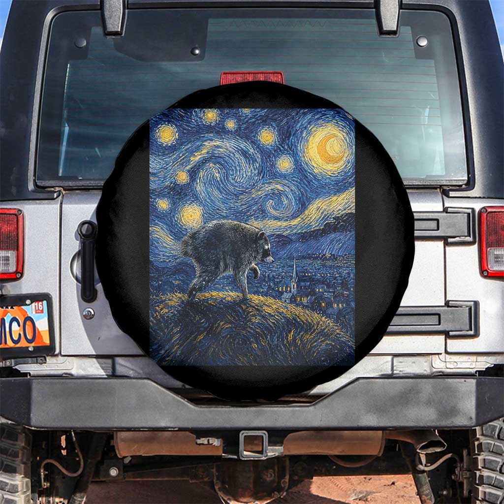 Jimothy Seattle Raccoon Starry Night Parody Graphic Spare Tire Cover Trash Panda Feral Legend Supporter