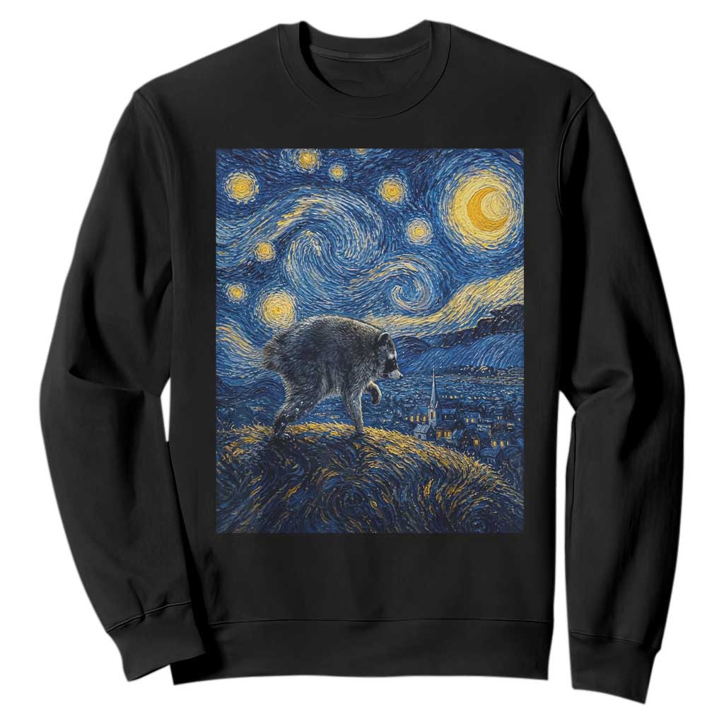 Jimothy Seattle Raccoon Starry Night Parody Graphic Sweatshirt Trash Panda Feral Legend Supporter