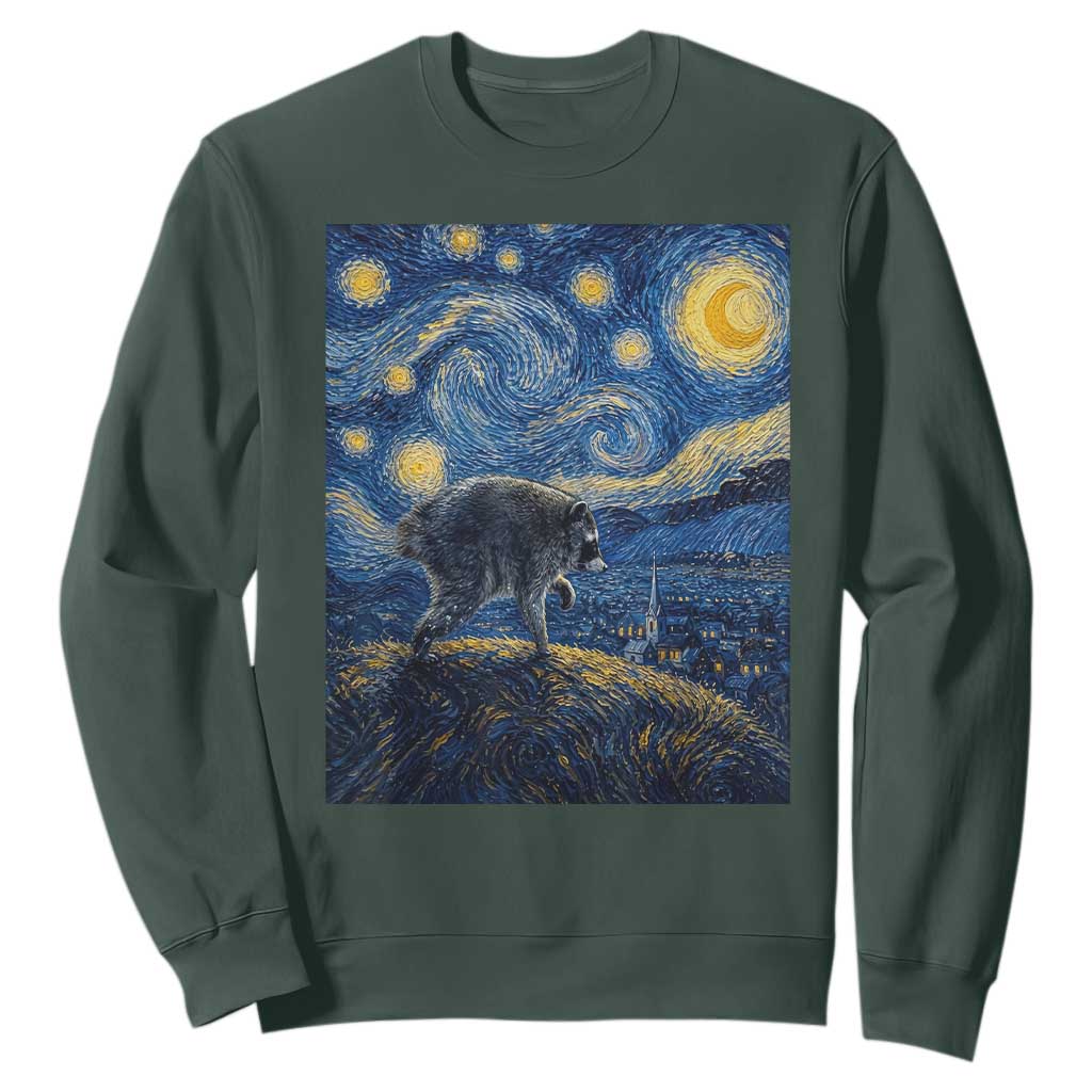 Jimothy Seattle Raccoon Starry Night Parody Graphic Sweatshirt Trash Panda Feral Legend Supporter