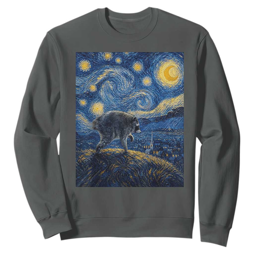 Jimothy Seattle Raccoon Starry Night Parody Graphic Sweatshirt Trash Panda Feral Legend Supporter