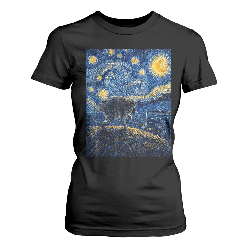 Jimothy Seattle Raccoon Starry Night Parody Graphic T Shirt For Women Trash Panda Feral Legend Supporter TS02 Black Print Your Wear