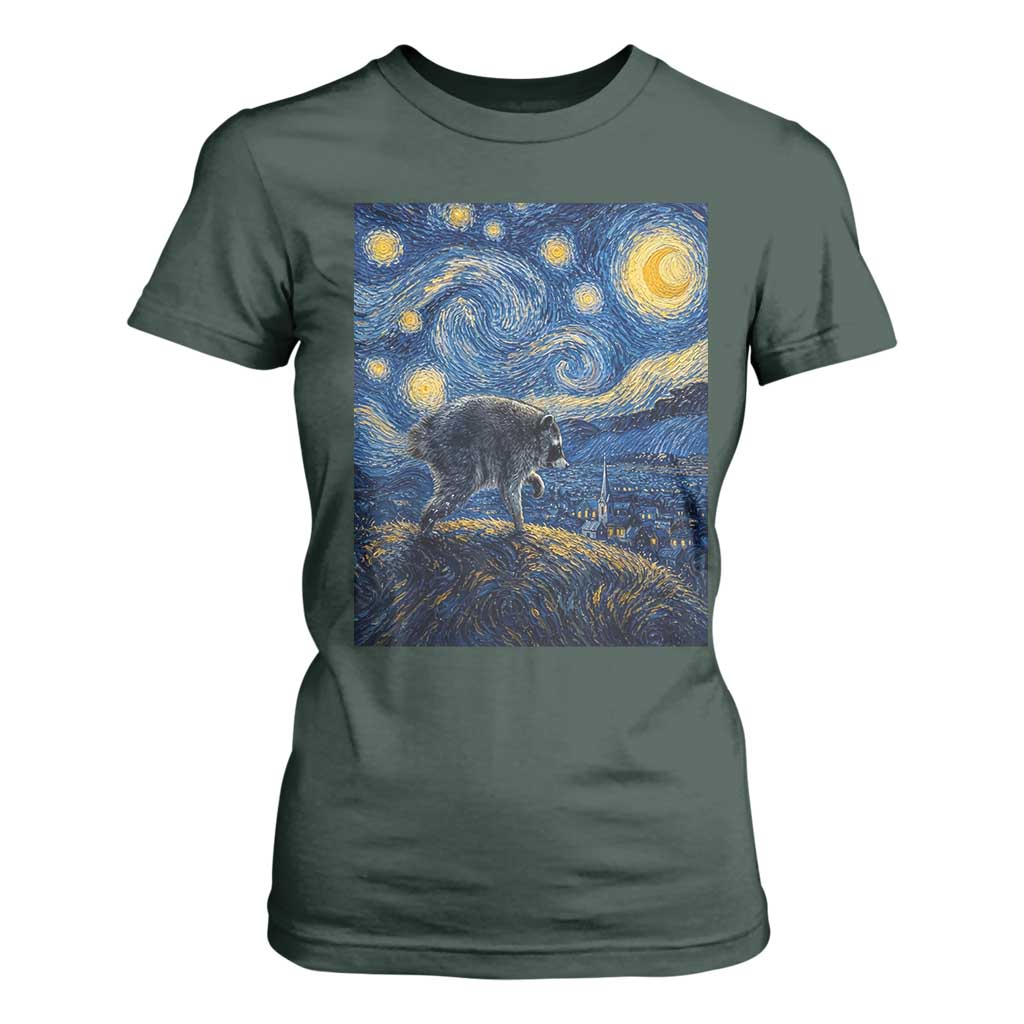 Jimothy Seattle Raccoon Starry Night Parody Graphic T Shirt For Women Trash Panda Feral Legend Supporter