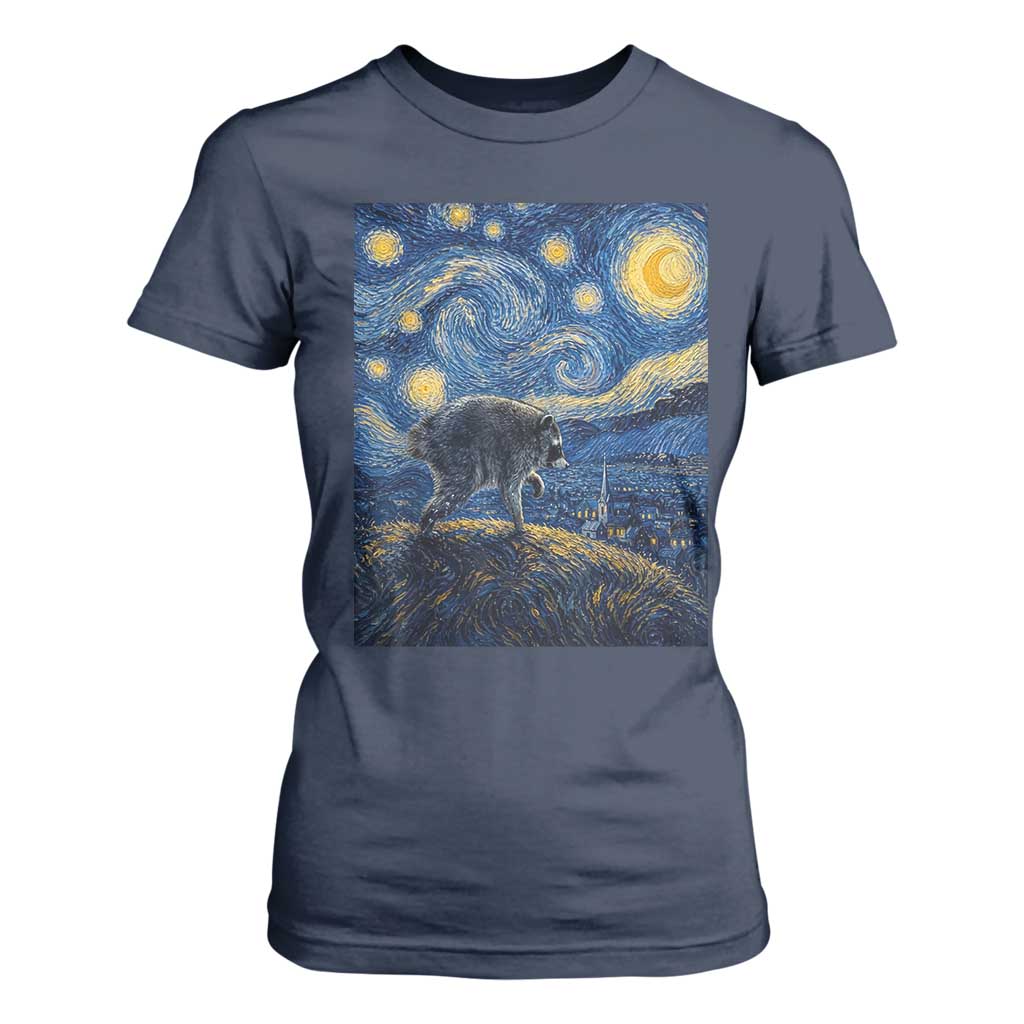 Jimothy Seattle Raccoon Starry Night Parody Graphic T Shirt For Women Trash Panda Feral Legend Supporter