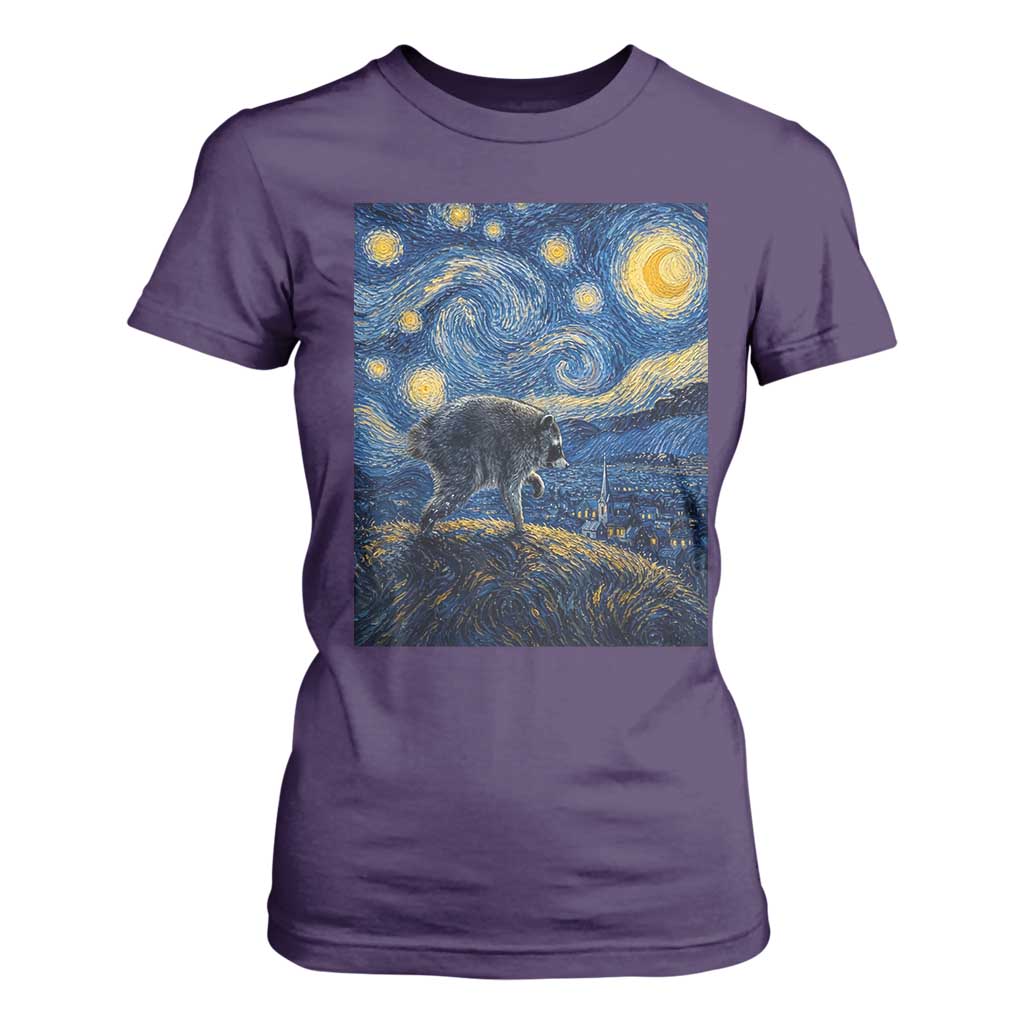 Jimothy Seattle Raccoon Starry Night Parody Graphic T Shirt For Women Trash Panda Feral Legend Supporter