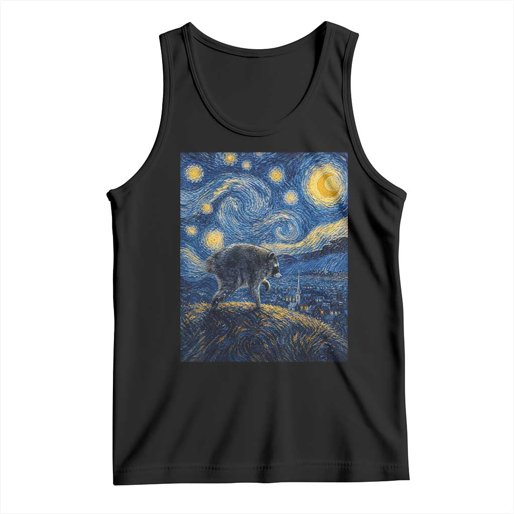 Jimothy Seattle Raccoon Starry Night Parody Graphic Tank Top Trash Panda Feral Legend Supporter TS02 Black Print Your Wear