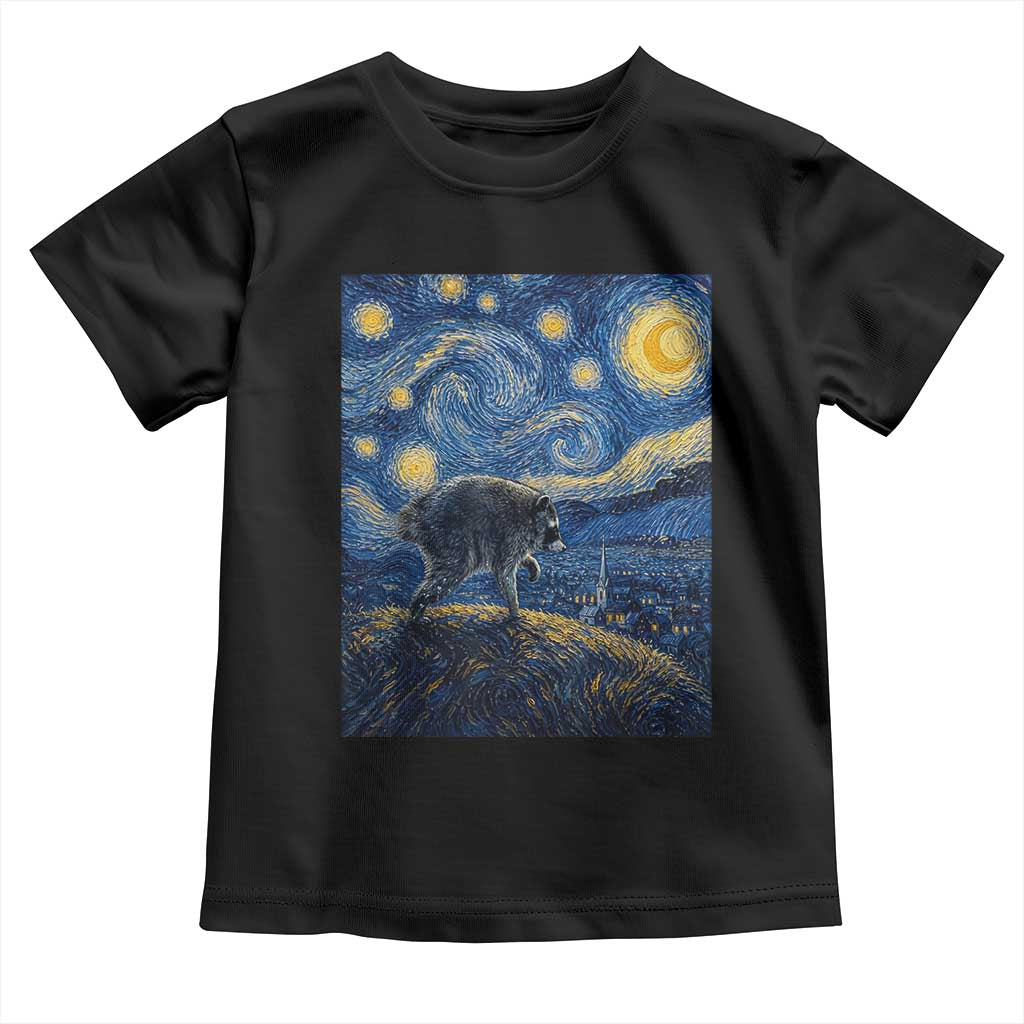 Jimothy Seattle Raccoon Starry Night Parody Graphic Toddler T Shirt Trash Panda Feral Legend Supporter TS02 Black Print Your Wear