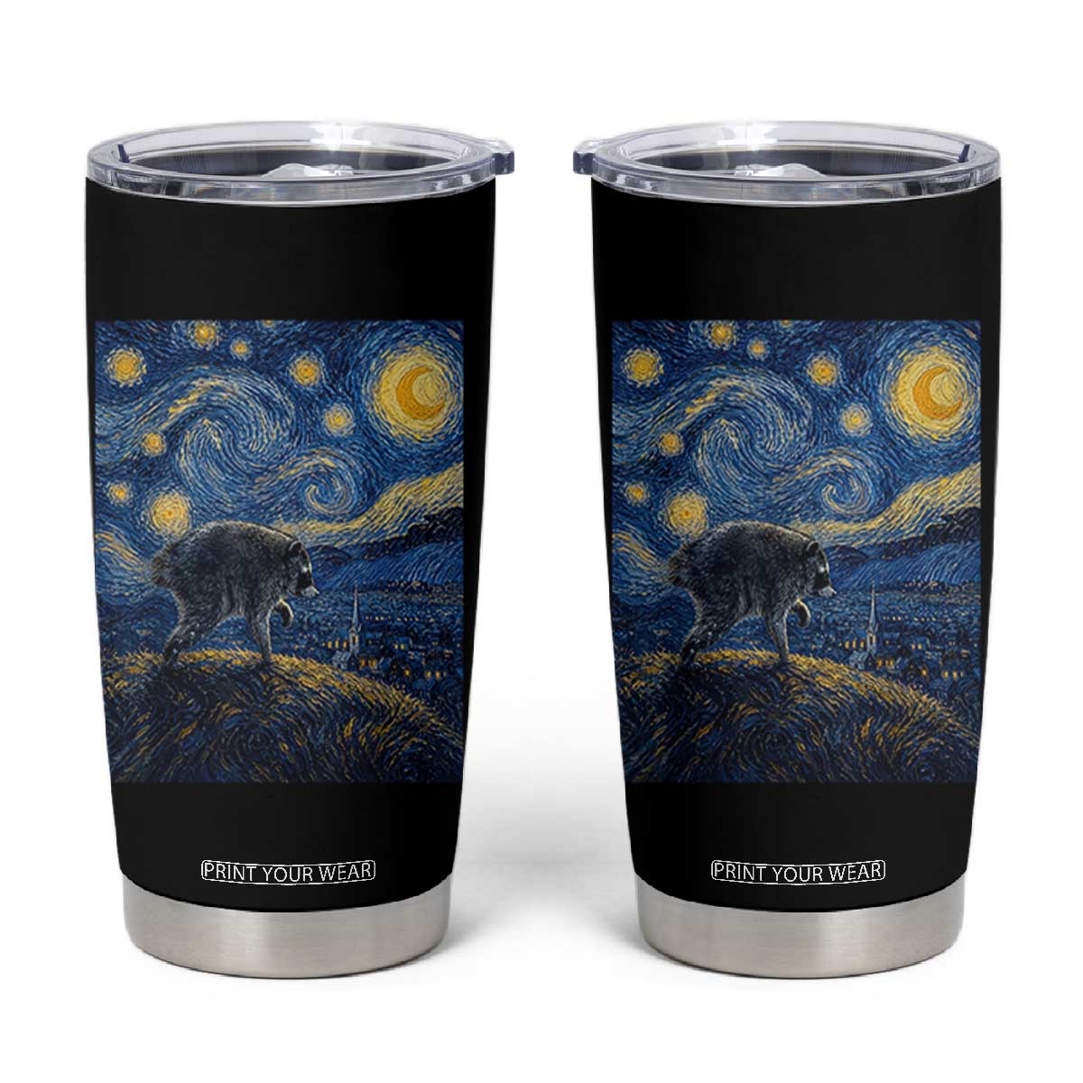Jimothy Seattle Raccoon Starry Night Parody Graphic Tumbler Cup Trash Panda Feral Legend Supporter TS02 Black Print Your Wear