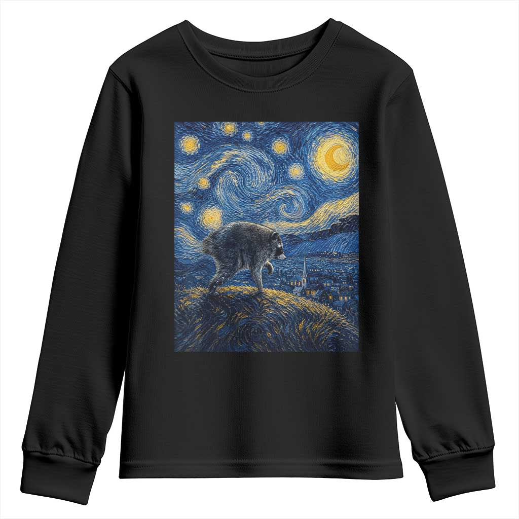 Jimothy Seattle Raccoon Starry Night Parody Graphic Youth Sweatshirt Trash Panda Feral Legend Supporter TS02 Black Print Your Wear