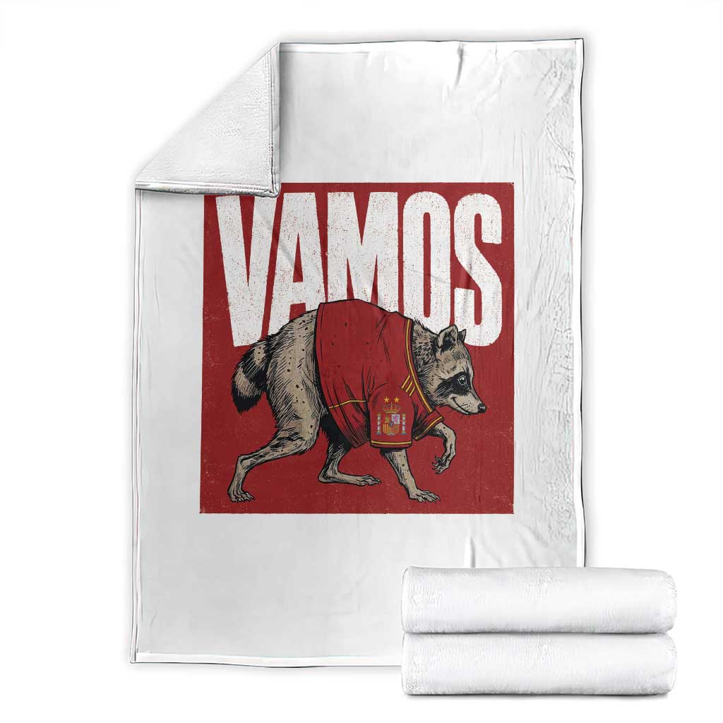 Funny Jimothy Vamos Spain Soccer Fans Parody Throw Blanket Seattle Raccoon Espana Champs Victory Celebration TS02 White Print Your Wear