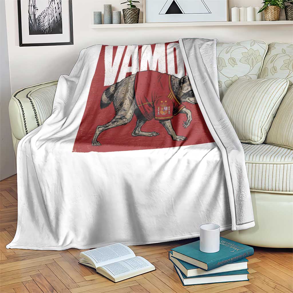 Funny Jimothy Vamos Spain Soccer Fans Parody Throw Blanket Seattle Raccoon Espana Champs Victory Celebration