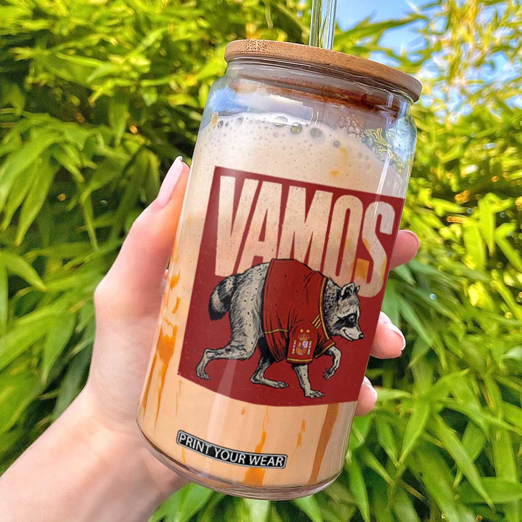 Funny Jimothy Vamos Spain Soccer Fans Parody Glass Can Seattle Raccoon Espana Champs Victory Celebration TS02 White Print Your Wear