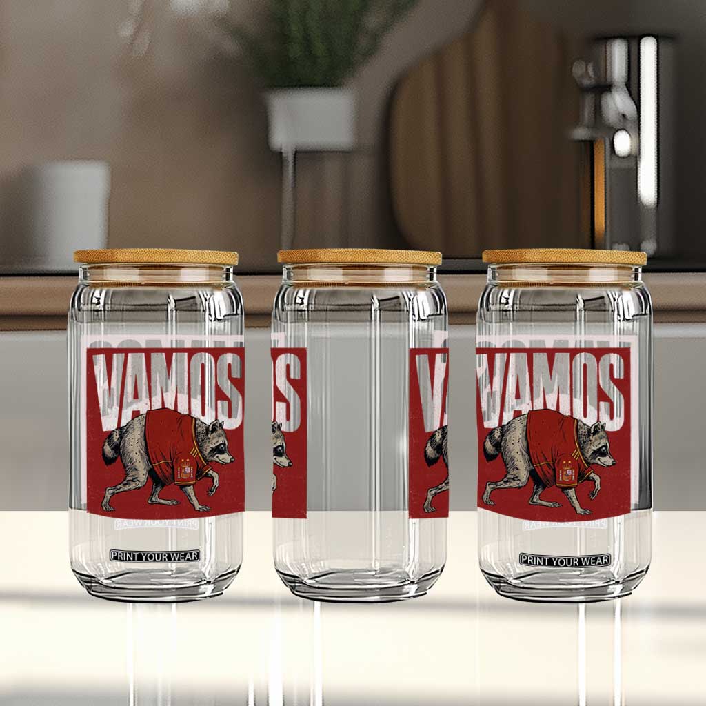 Funny Jimothy Vamos Spain Soccer Fans Parody Glass Can Seattle Raccoon Espana Champs Victory Celebration