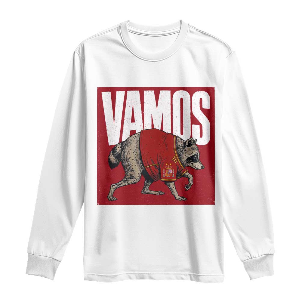 Funny Jimothy Vamos Spain Soccer Fans Parody Long Sleeve Shirt Seattle Raccoon Espana Champs Victory Celebration TS02 White Print Your Wear