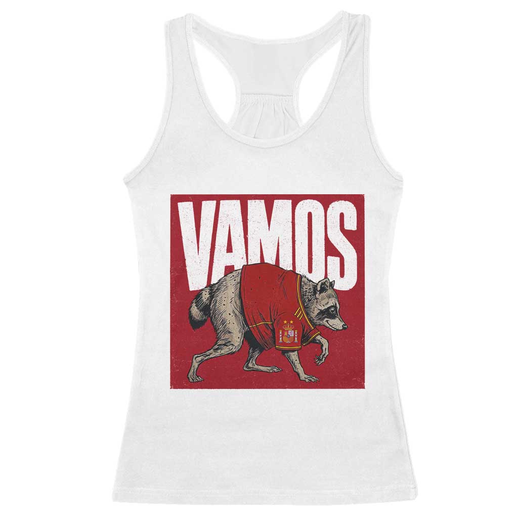 Funny Jimothy Vamos Spain Soccer Fans Parody Racerback Tank Top Seattle Raccoon Espana Champs Victory Celebration TS02 White Print Your Wear