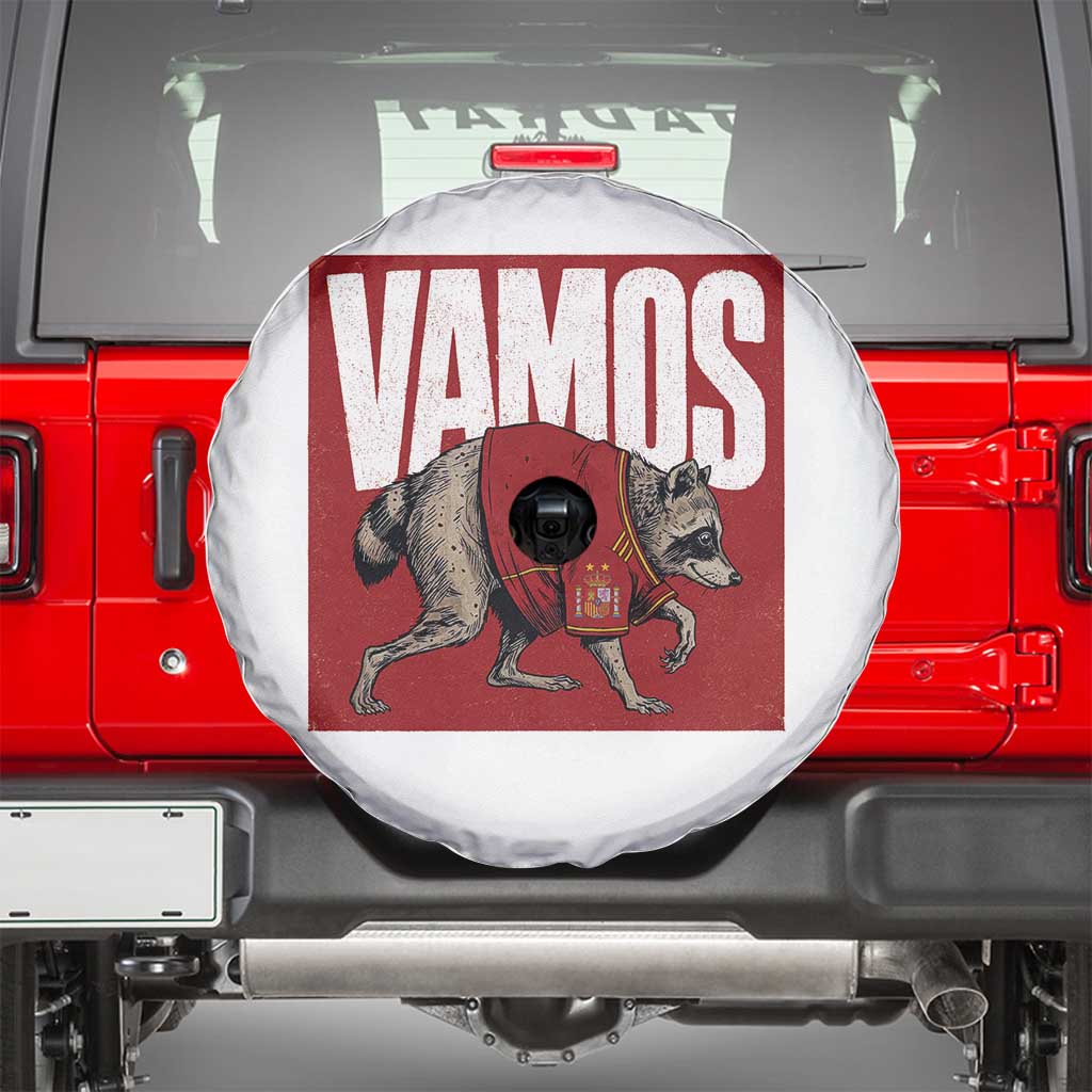 Funny Jimothy Vamos Spain Soccer Fans Parody Spare Tire Cover Seattle Raccoon Espana Champs Victory Celebration