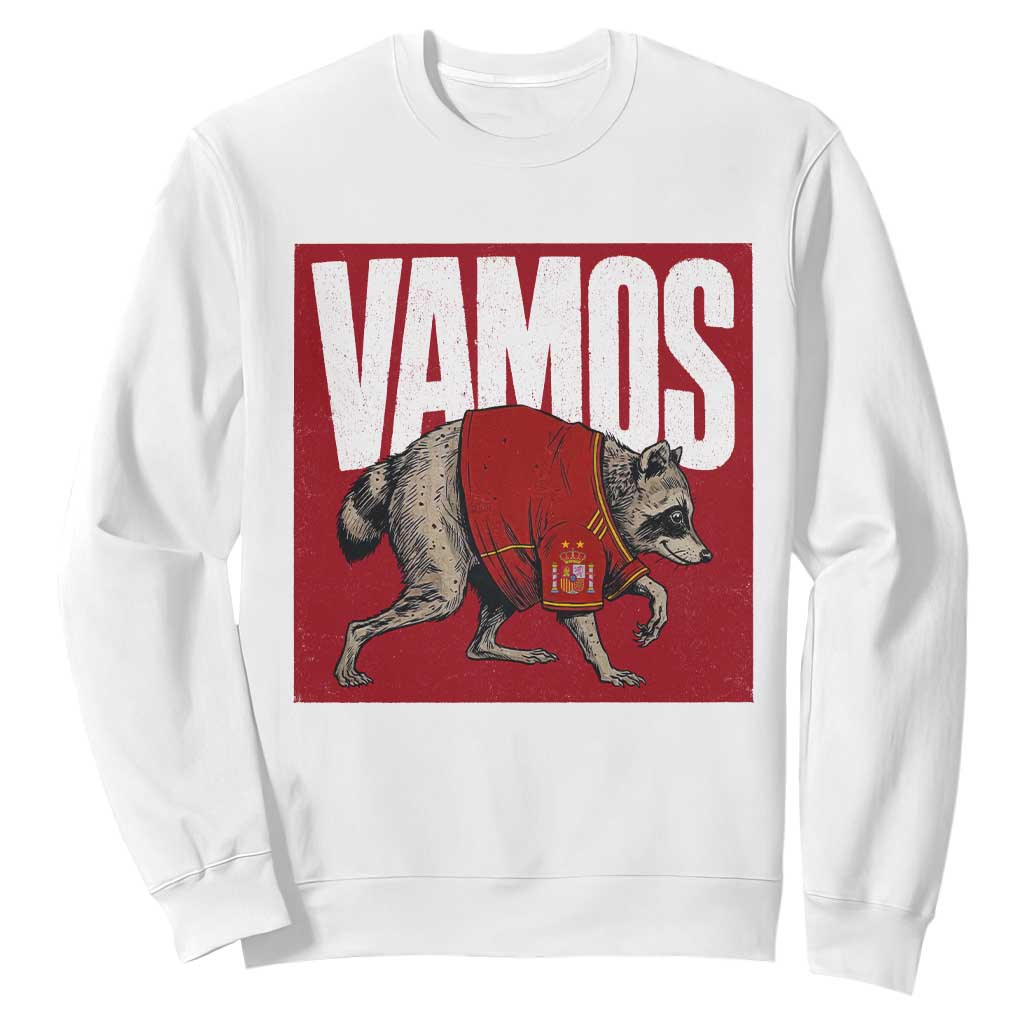 Funny Jimothy Vamos Spain Soccer Fans Parody Sweatshirt Seattle Raccoon Espana Champs Victory Celebration TS02 White Print Your Wear