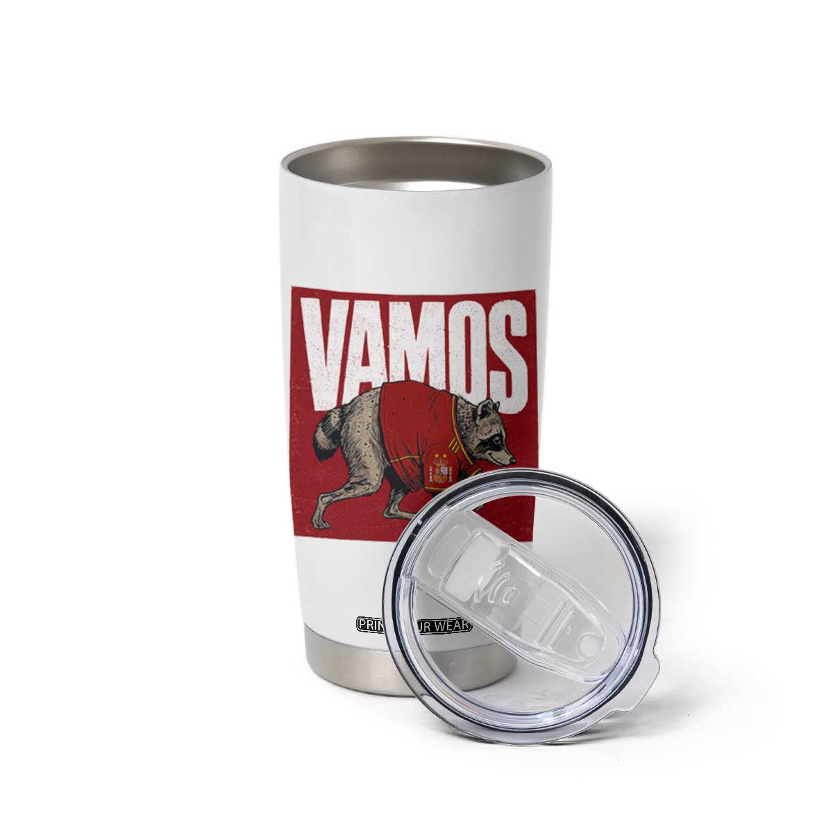Funny Jimothy Vamos Spain Soccer Fans Parody Tumbler Cup Seattle Raccoon Espana Champs Victory Celebration