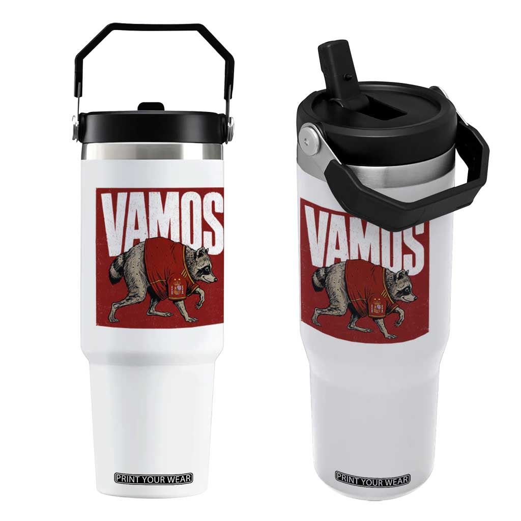 Funny Jimothy Vamos Spain Soccer Fans Parody Flip Straw Tumbler Seattle Raccoon Espana Champs Victory Celebration TS02 One Size: 30 oz White Print Your Wear