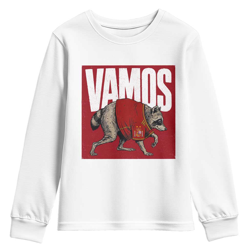 Funny Jimothy Vamos Spain Soccer Fans Parody Youth Sweatshirt Seattle Raccoon Espana Champs Victory Celebration TS02 White Print Your Wear